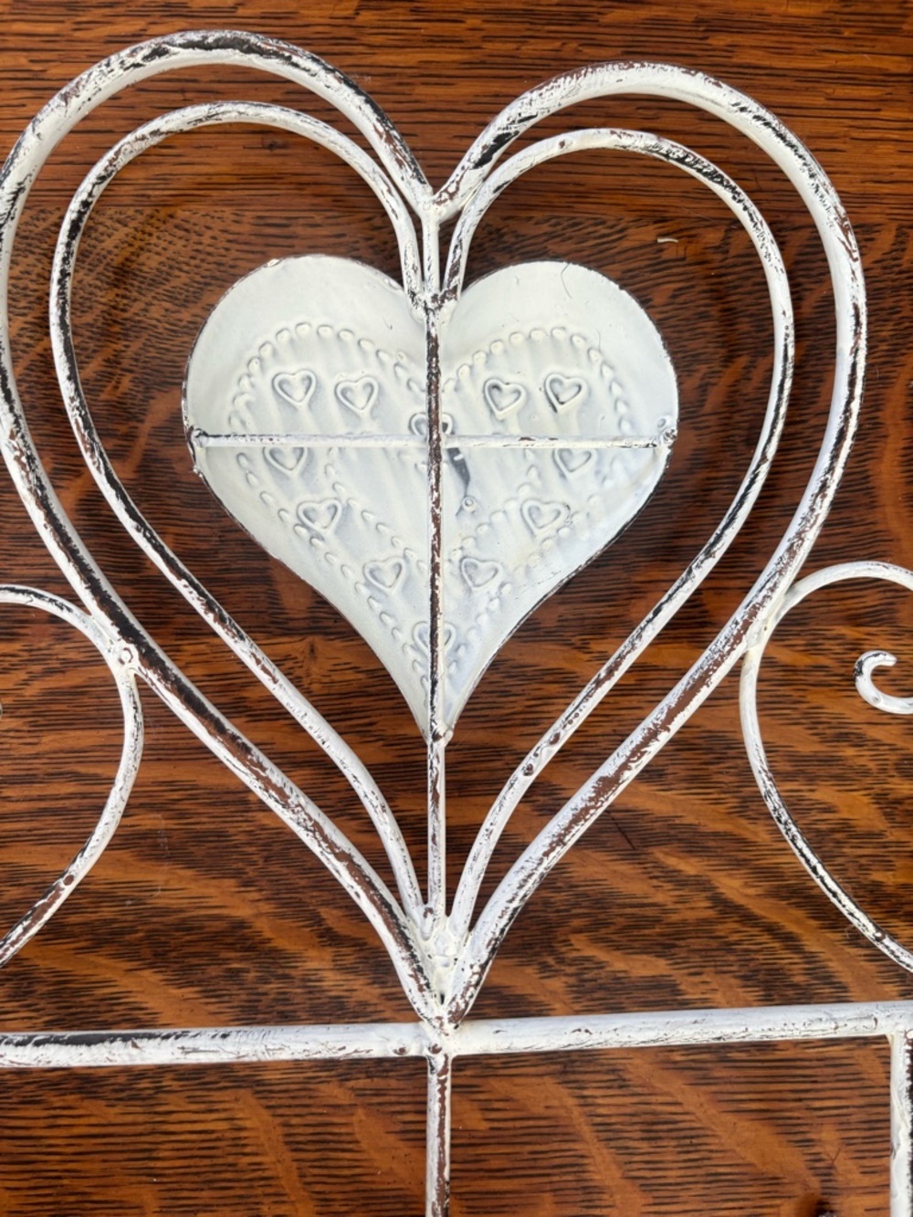 Rustic White Heart Wall Hook Rack by - Picture 5 of 9